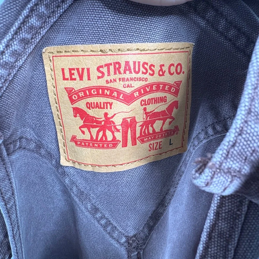 Levis Mens Canvas Carpenter Overalls Brown Utility Workwear Dungarees Large